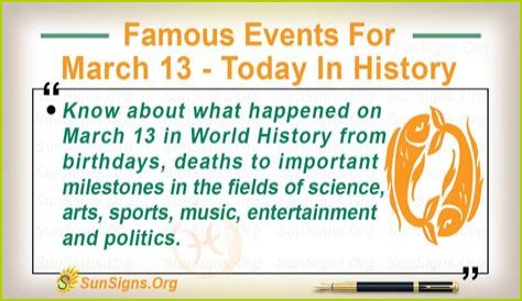 Famous Events For March 13 - Today In History